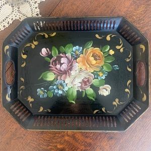 Antique tole ware hand painted tray